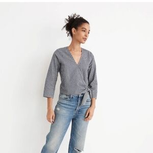 Madewell Cotton Wrap Top, Size Medium